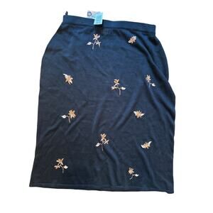 NWT XL Semi Sheer Embroidered Black Skirt